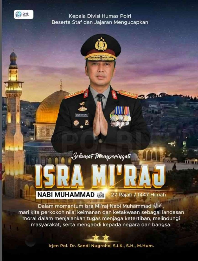 Kepala Divisi Humas Polri Bersama Jajaran Ucapkan Selamat Memperingati Isra Mi’raj Nabi Muhammad SAW